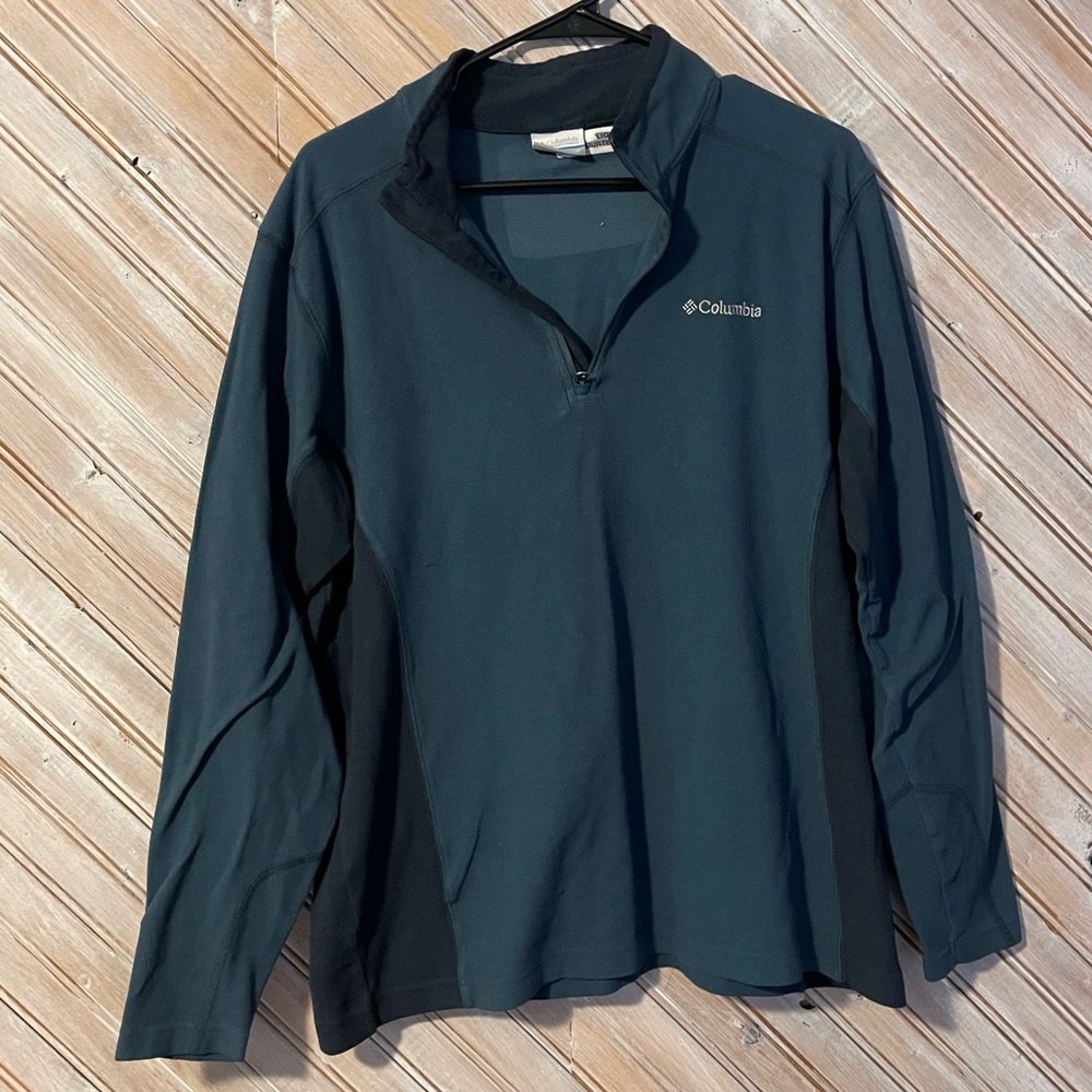 Columbia Teal Blue Thin Fleece Half-Zip Pullover Sweater Shirt Long Sleece